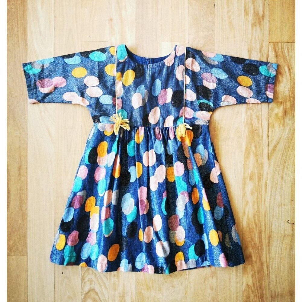 Pink Chicken Dress Dot Print 7Y NWOT